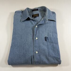 Vintage Chaps Ralph Lauren Chambray Oversized Shirt - Blue Mns 16” Large